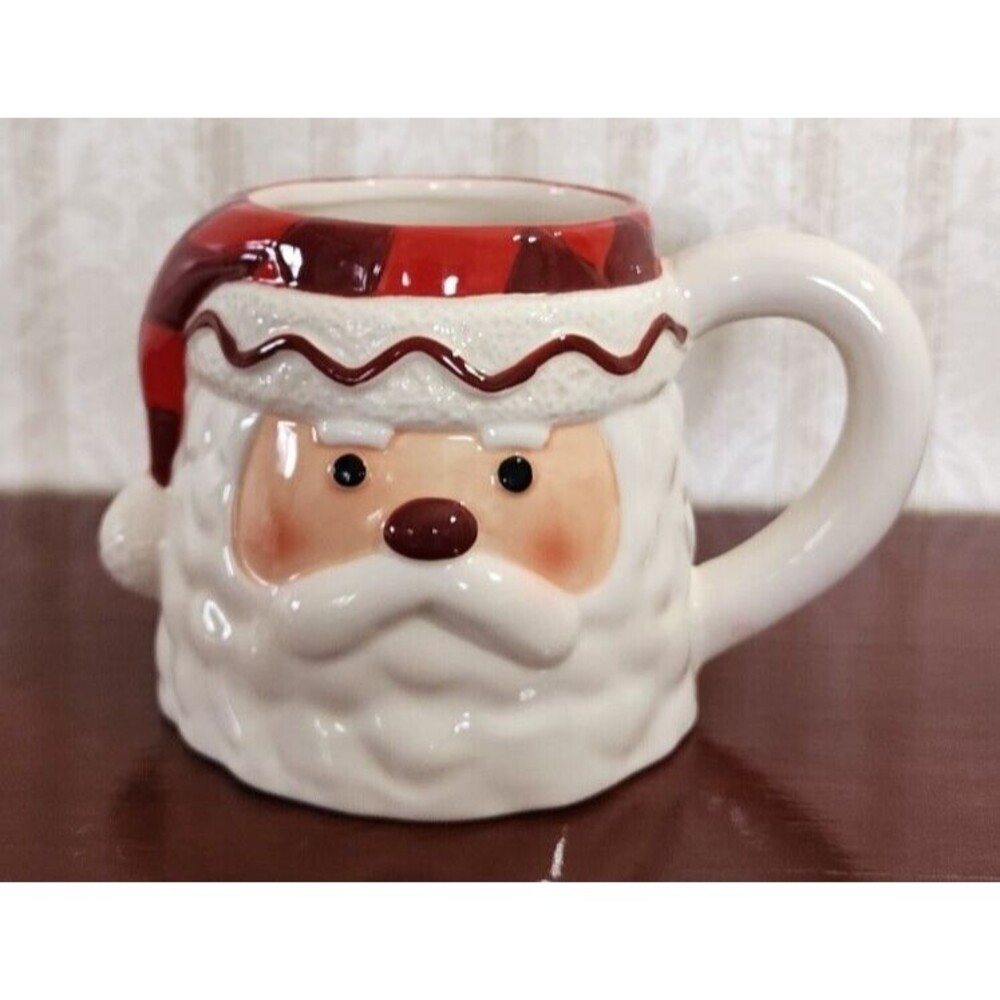 Vintage Hallmark Santa Mug Red White Christmas 3D